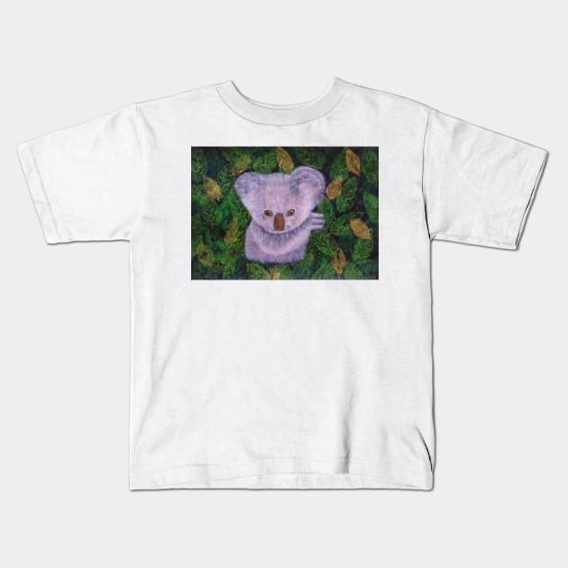 Baby Koala and Leaves Kids T-Shirt by Daranem